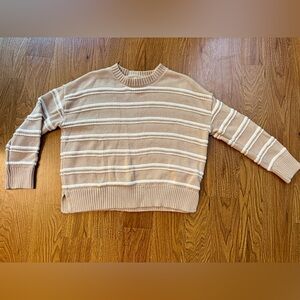 Joie Striped Tan and White Knit Sweater NWOT